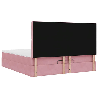 Ottoman bed met matrassen en LED's 180x200cm fluweel roze