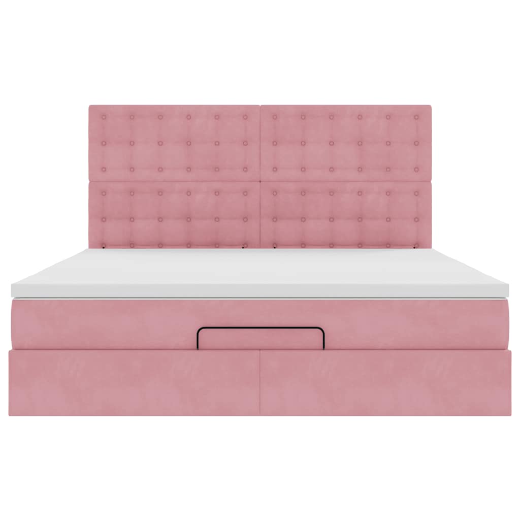 Ottoman bed met matrassen en LED's 180x200cm fluweel roze
