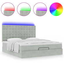 Ottoman bed met matrassen en LED's 200x200cm fluweel lichtgrijs