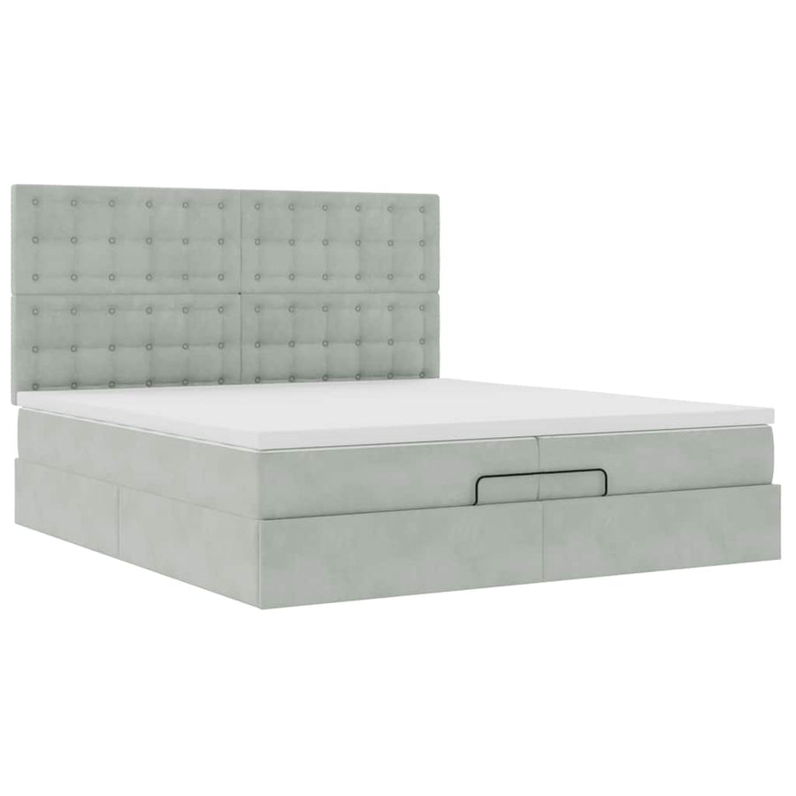 Ottoman bed met matrassen en LED's 200x200cm fluweel lichtgrijs