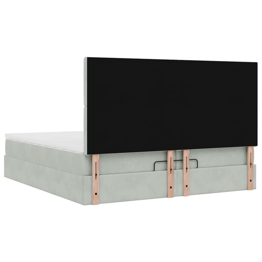 Ottoman bed met matrassen en LED's 200x200cm fluweel lichtgrijs