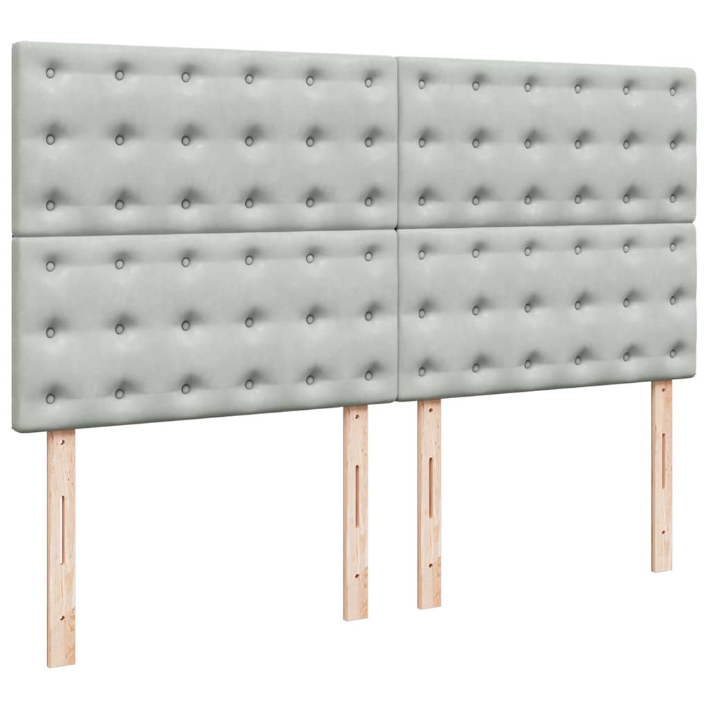 Ottoman bed met matrassen en LED's 200x200cm fluweel lichtgrijs