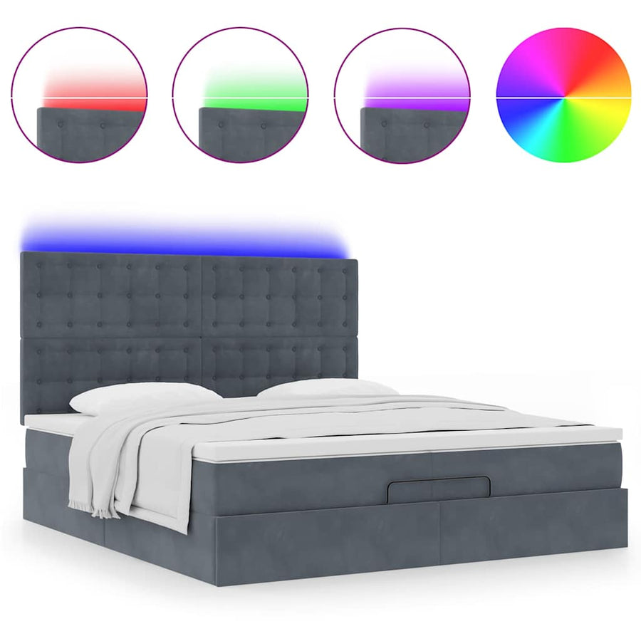 Ottoman bed met matrassen en LED's 200x200cm fluweel