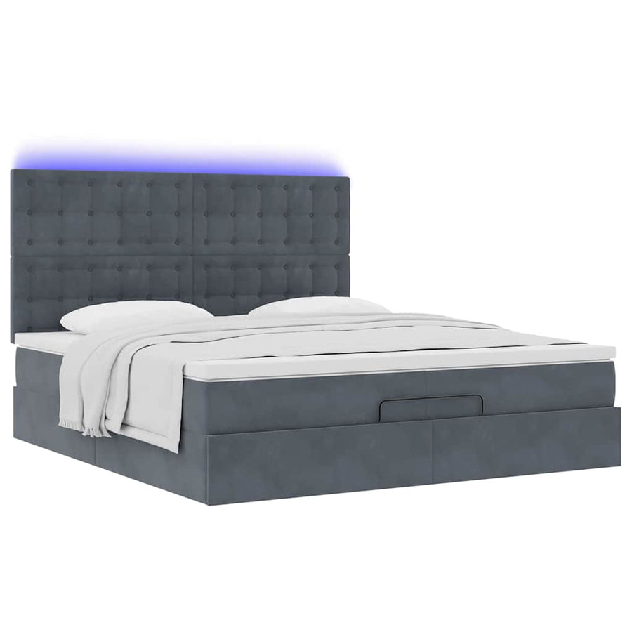 Ottoman bed met matrassen en LED's 200x200cm fluweel