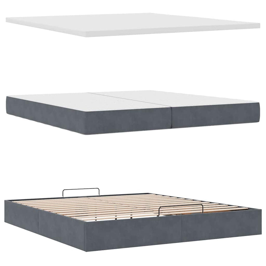 Ottoman bed met matrassen en LED's 200x200cm fluweel