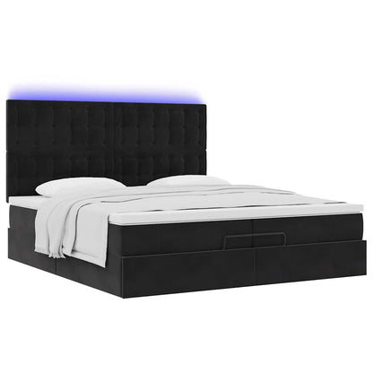 Ottoman bed met matrassen en LED's 200x200cm fluweel zwart