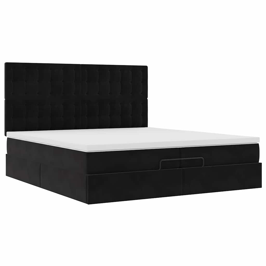 Ottoman bed met matrassen en LED's 200x200cm fluweel zwart