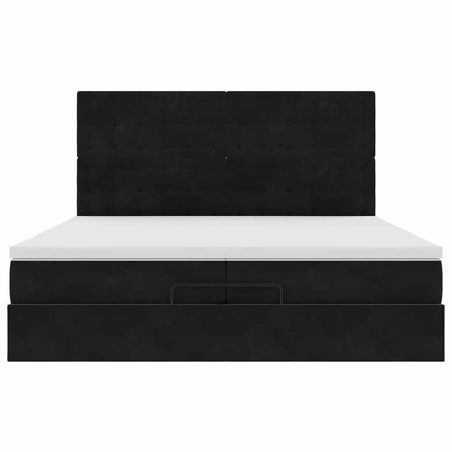 Ottoman bed met matrassen en LED's 200x200cm fluweel zwart