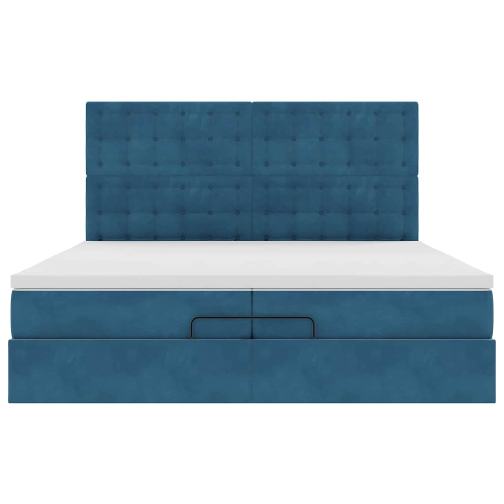 Bed poef met matrassen en leds 200x200 cm fluweel donkerblauw