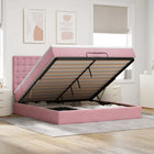 Ottoman bed with mattresses and LEDs 200x200cm velvet pink