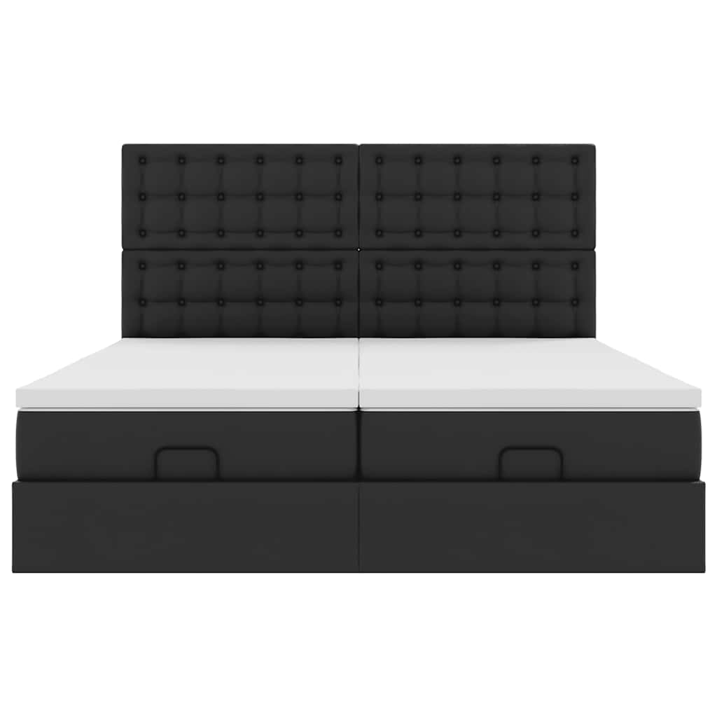 Ottoman bed met matrassen en LED's 160x200cm kunstleer zwart