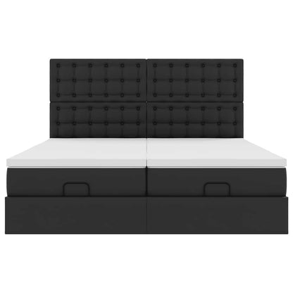Ottoman bed met matrassen en LED's 160x200cm kunstleer zwart