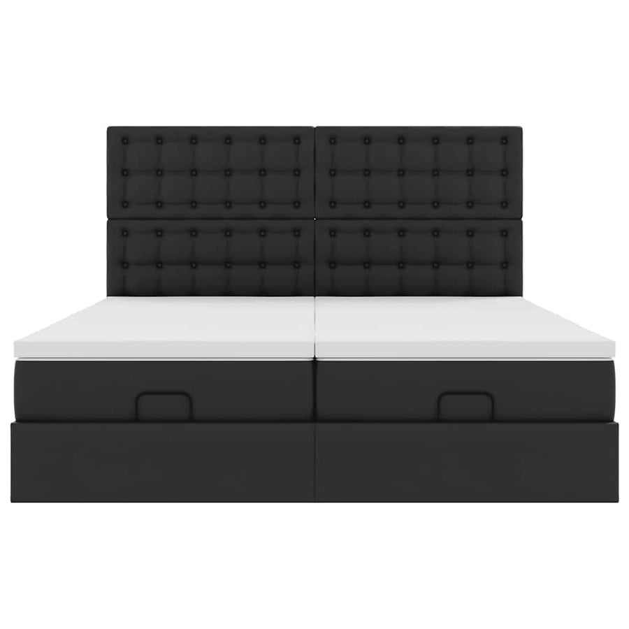 Ottoman bed met matrassen en LED's 160x200cm kunstleer zwart