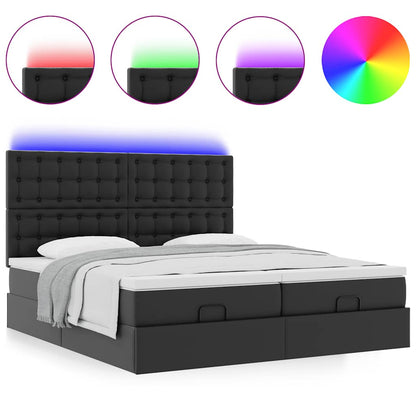 Ottoman bed met matrassen en LED's 180x200cm kunstleer zwart