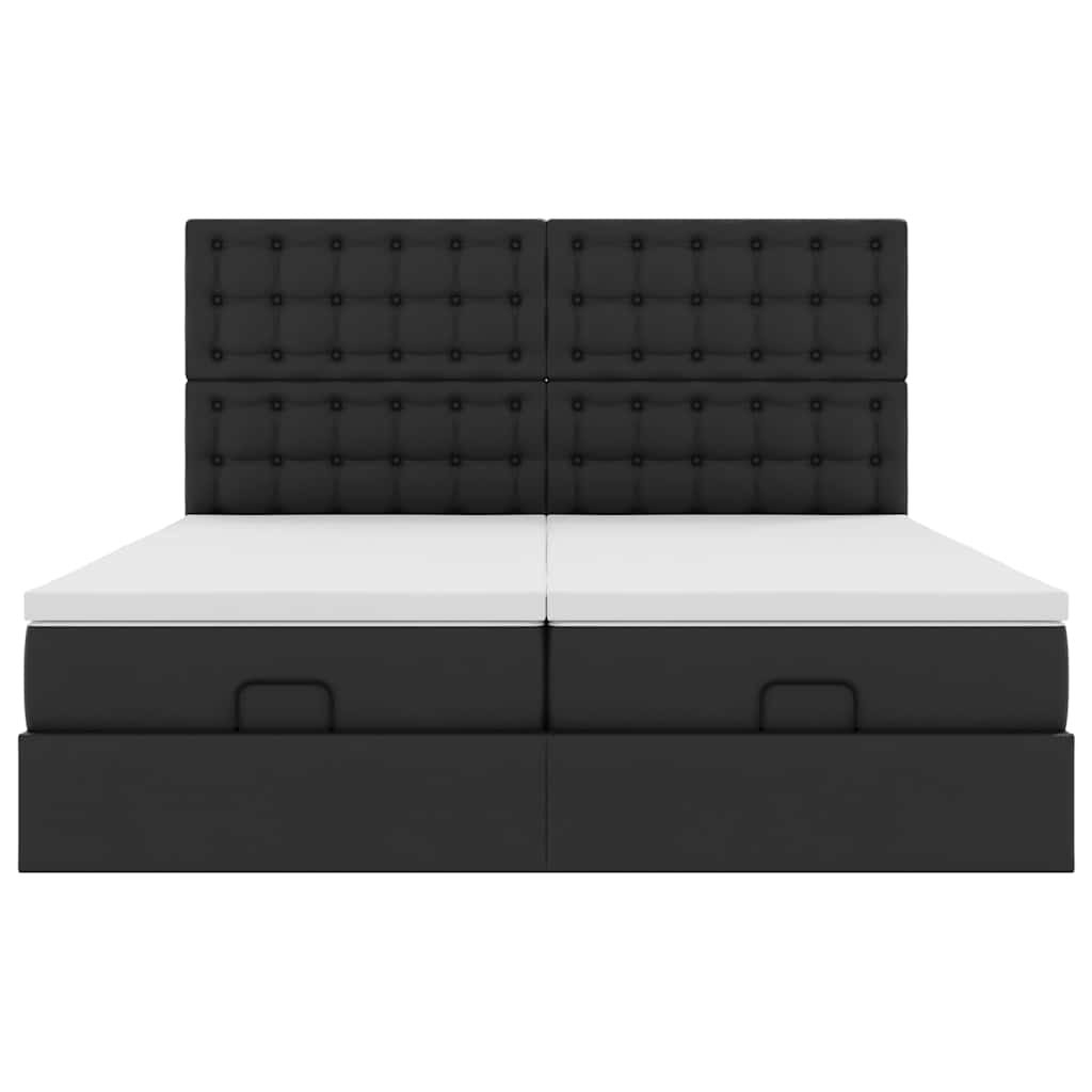 Ottoman bed met matrassen en LED's 180x200cm kunstleer zwart