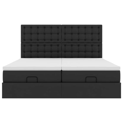 Ottoman bed met matrassen en LED's 180x200cm kunstleer zwart