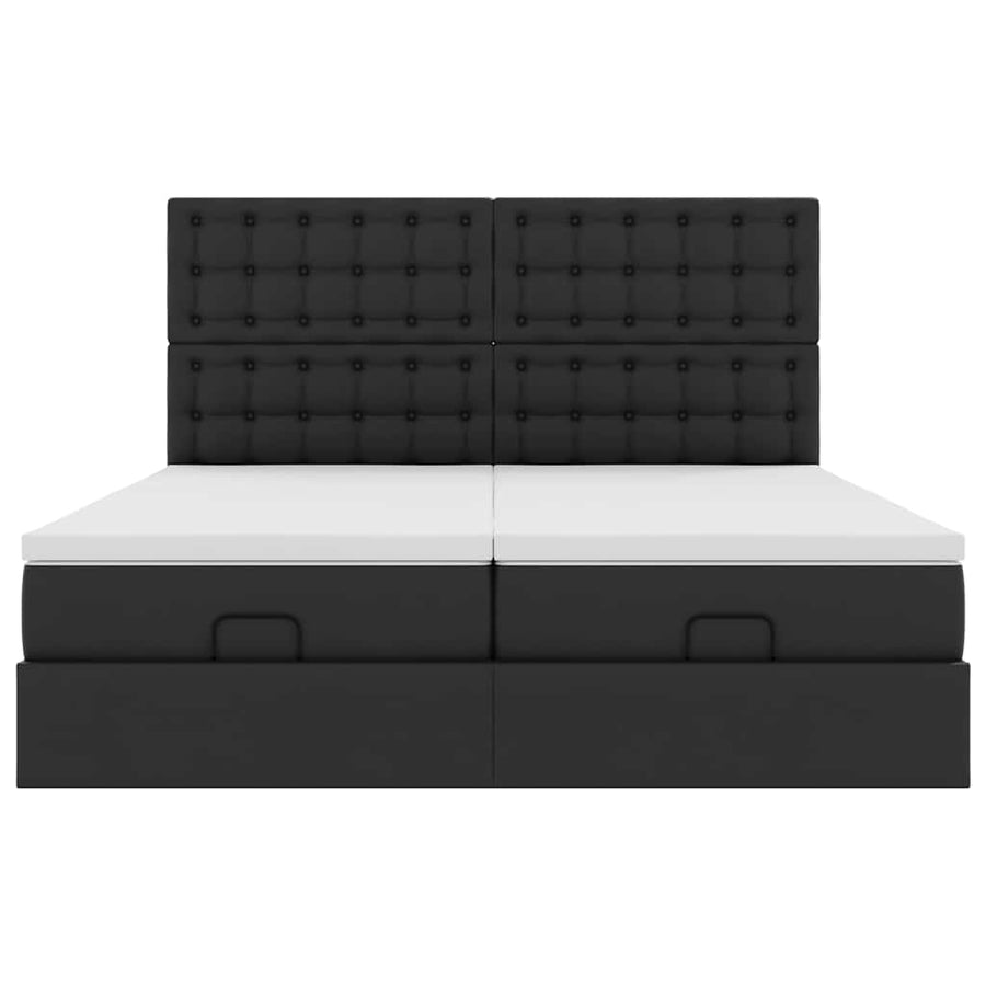Ottoman bed met matrassen en LED's 180x200cm kunstleer zwart