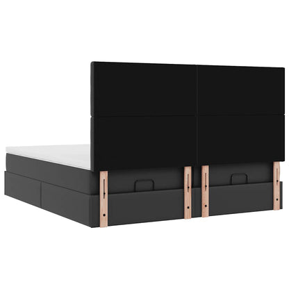 Ottoman bed met matrassen en LED's 180x200cm kunstleer zwart