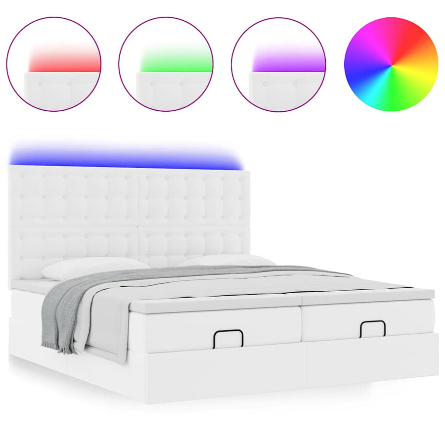 Ottoman bed met matrassen en LED's 180x200cm kunstleer
