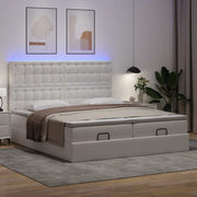 Bedframe met opbergruimte en LED 180x200 cm kunstleer wit