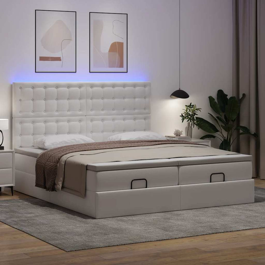 Ottoman bed met matrassen en LED's 180x200cm kunstleer