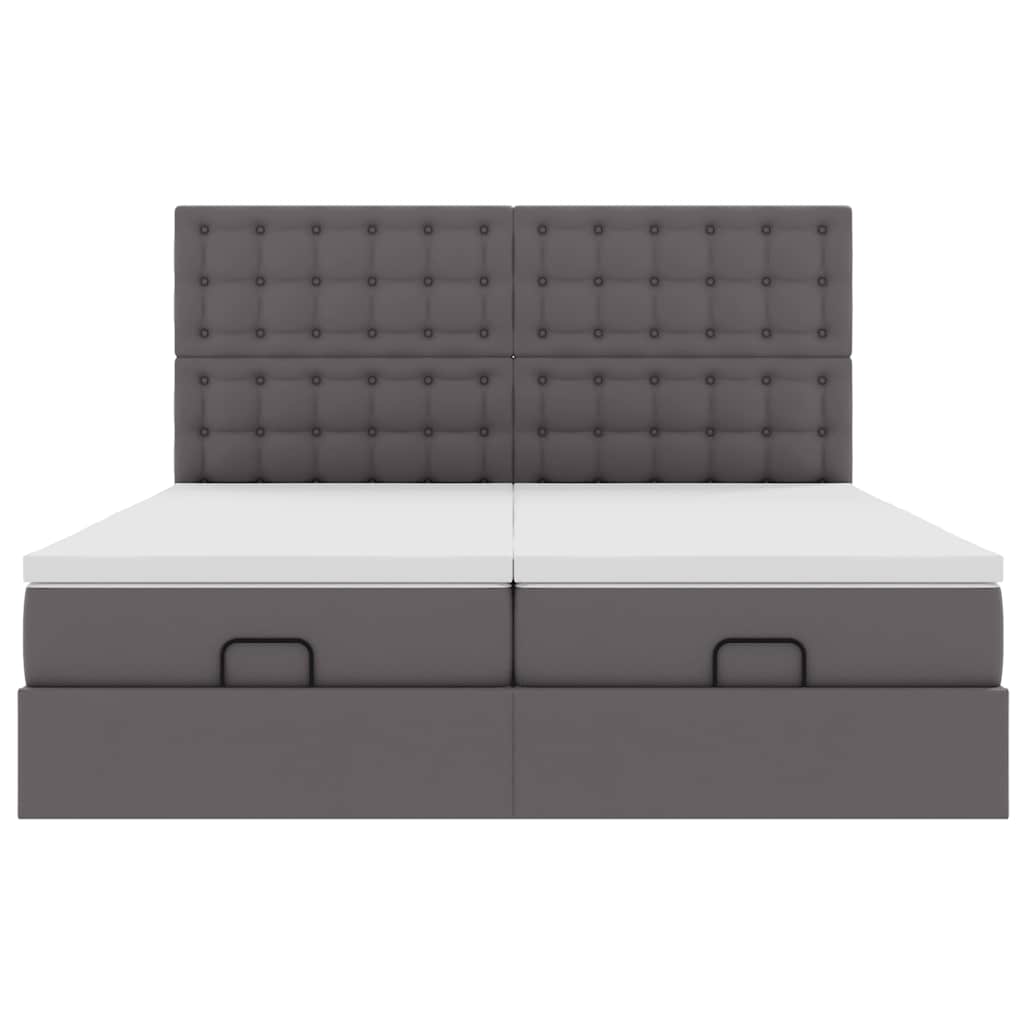 Ottoman bed met matrassen en LED's 180x200cm kunstleer grijs