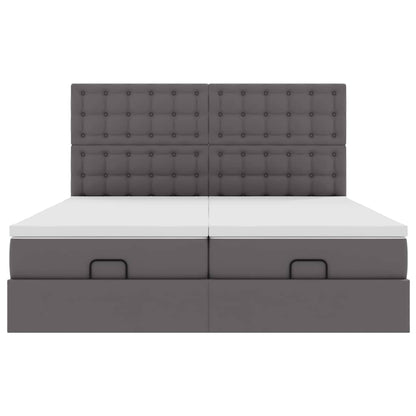Ottoman bed met matrassen en LED's 180x200cm kunstleer grijs