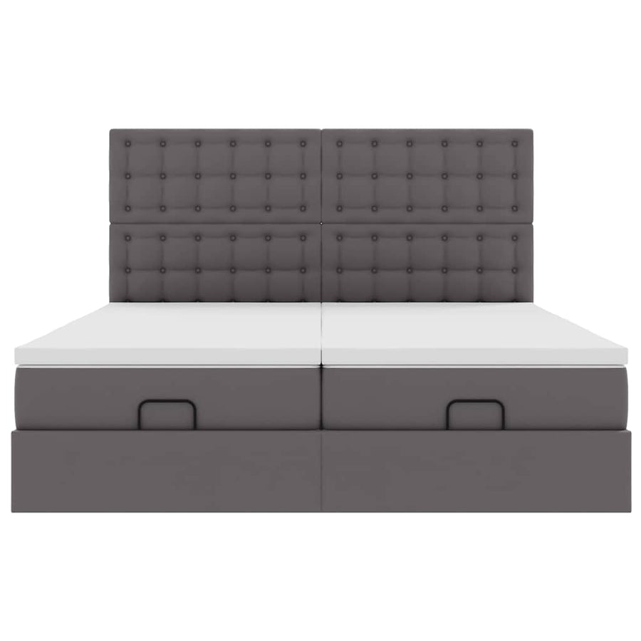 Ottoman bed met matrassen en LED's 180x200cm kunstleer grijs