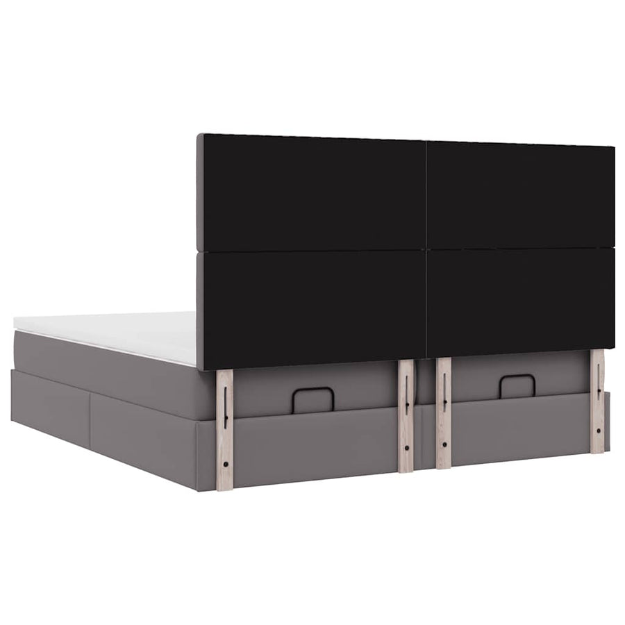 Ottoman bed met matrassen en LED's 180x200cm kunstleer grijs
