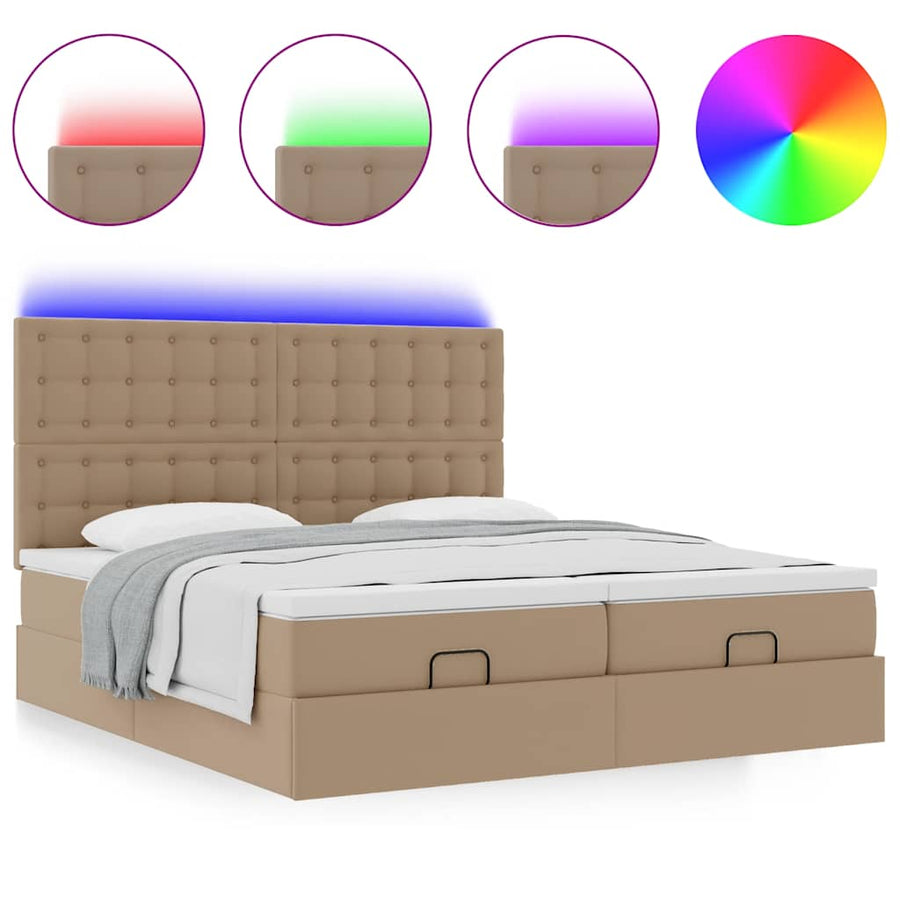 Ottoman bed met matrassen en LED's 180x200cm kunstleer