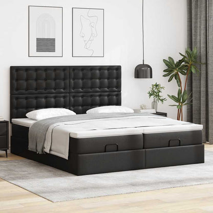 Ottoman bed met matrassen en LED's 200x200cm kunstleer zwart