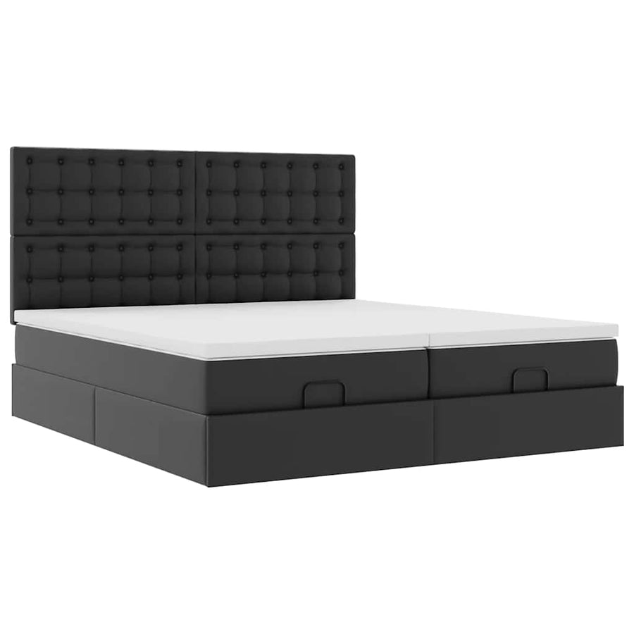 Ottoman bed met matrassen en LED's 200x200cm kunstleer zwart