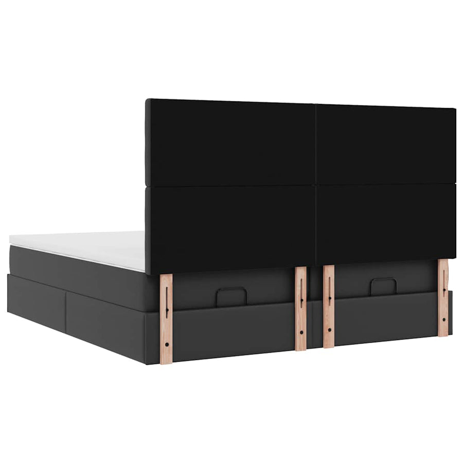 Ottoman bed met matrassen en LED's 200x200cm kunstleer zwart