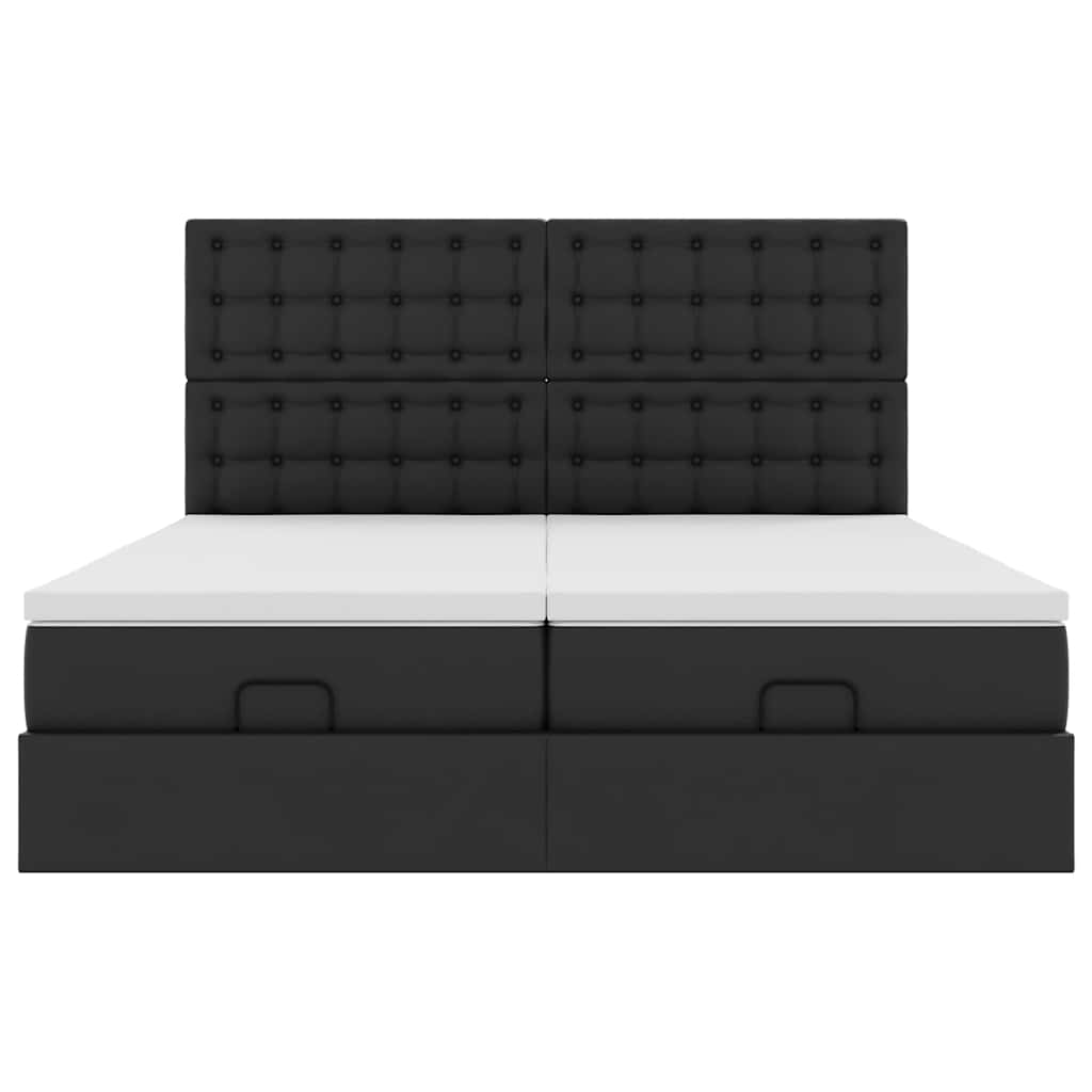 Ottoman bed met matrassen en LED's 200x200cm kunstleer zwart