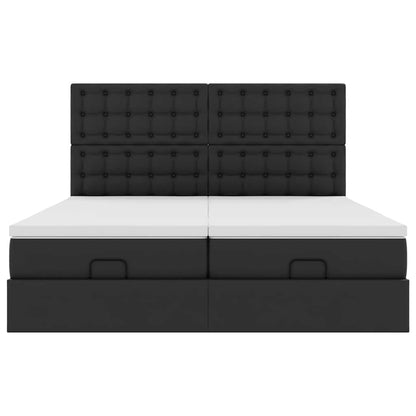 Ottoman bed met matrassen en LED's 200x200cm kunstleer zwart