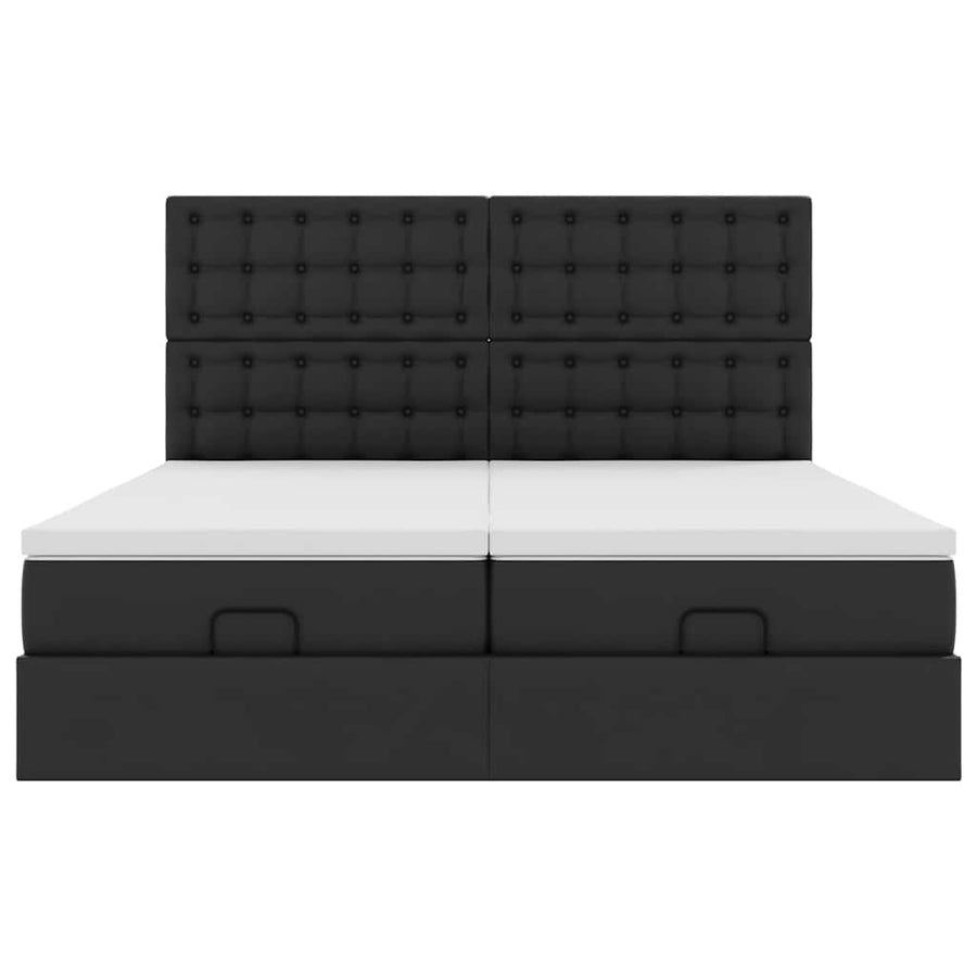 Ottoman bed met matrassen en LED's 200x200cm kunstleer zwart