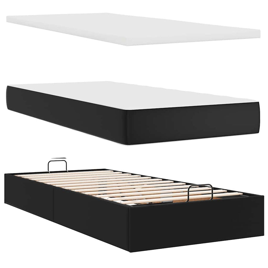 Ottoman bed met matrassen en LED's 200x200cm kunstleer zwart
