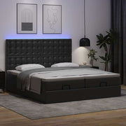Ottoman bed 200x200 cm kunstleer zwart met matrassen en LED