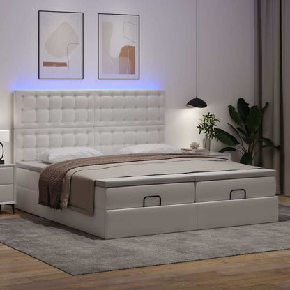 Ottoman bed met matrassen en LED's 200x200cm kunstleer