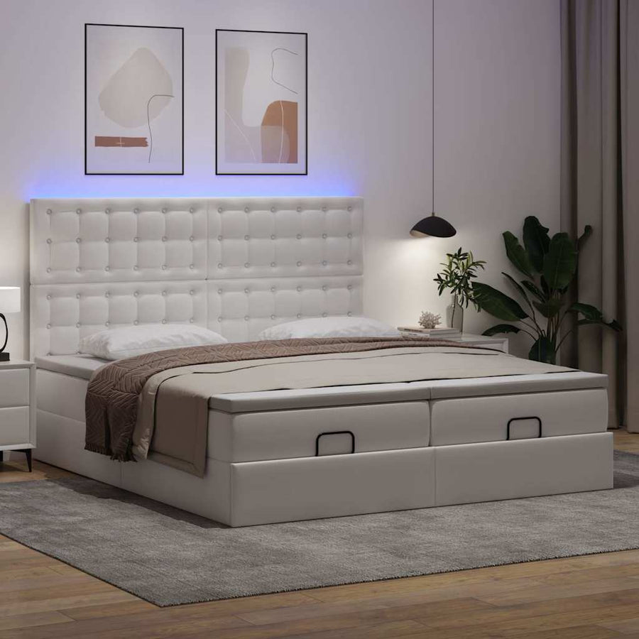 Ottoman bed met matrassen en LED's 200x200cm kunstleer
