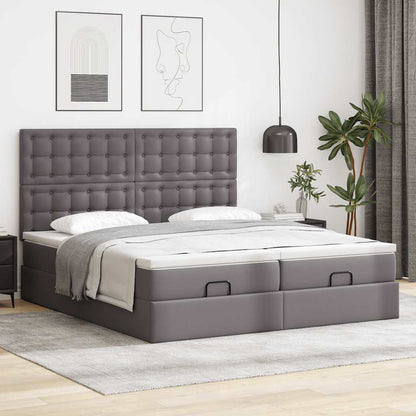 Ottoman bed met matrassen en LED's 200x200cm kunstleer grijs