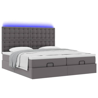 Ottoman bed met matrassen en LED's 200x200cm kunstleer grijs