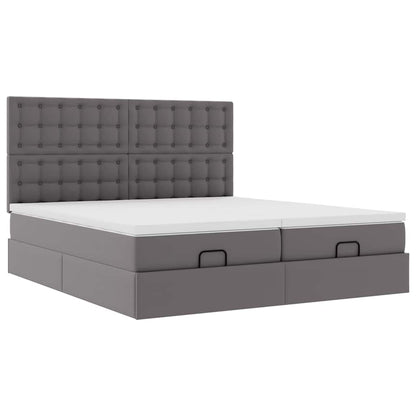Ottoman bed met matrassen en LED's 200x200cm kunstleer grijs