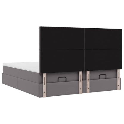 Ottoman bed met matrassen en LED's 200x200cm kunstleer grijs