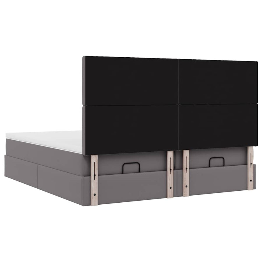 Ottoman bed met matrassen en LED's 200x200cm kunstleer grijs