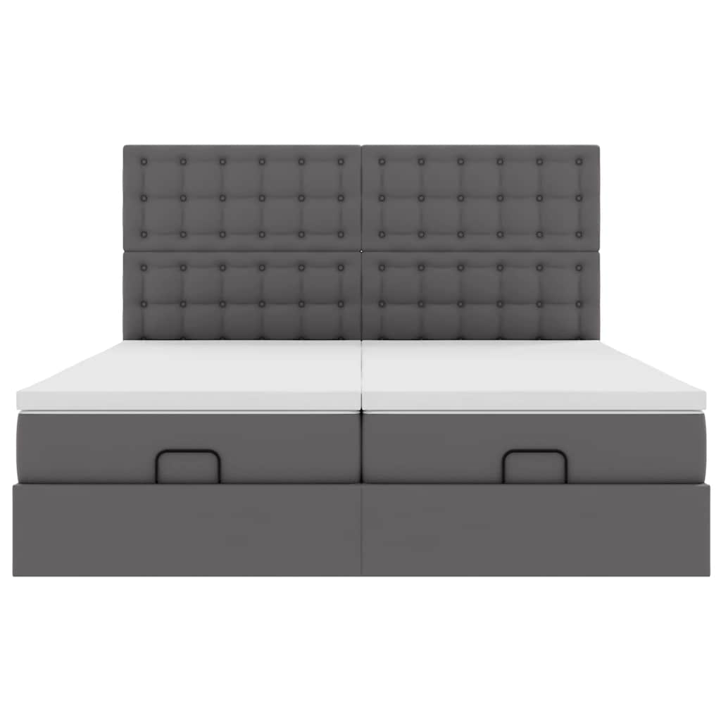Ottoman bed met matrassen en LED's 200x200cm kunstleer grijs