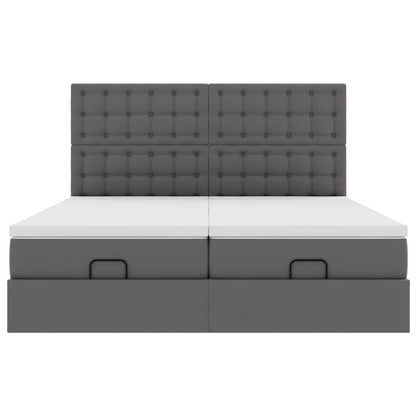 Ottoman bed met matrassen en LED's 200x200cm kunstleer grijs