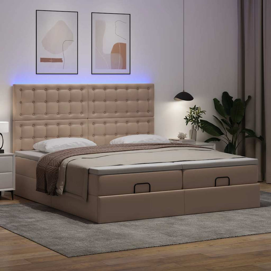 Ottoman bed met matrassen en LED's 200x200cm kunstleer
