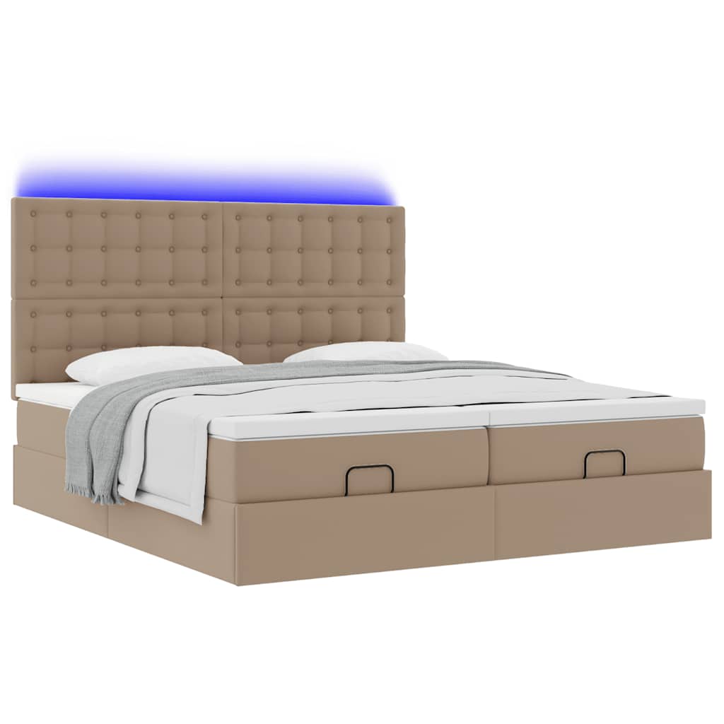 Ottoman bed met matrassen en LED's 200x200cm kunstleer