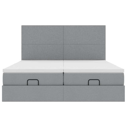 Ottoman bed met matrassen en LED's 160x200cm stof lichtgrijs